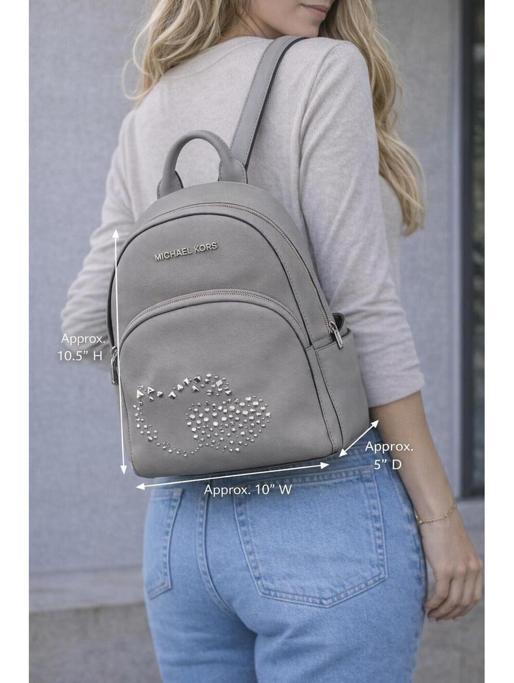 Michael Kors Abbey Heart Studded Backpack in Ash Gray